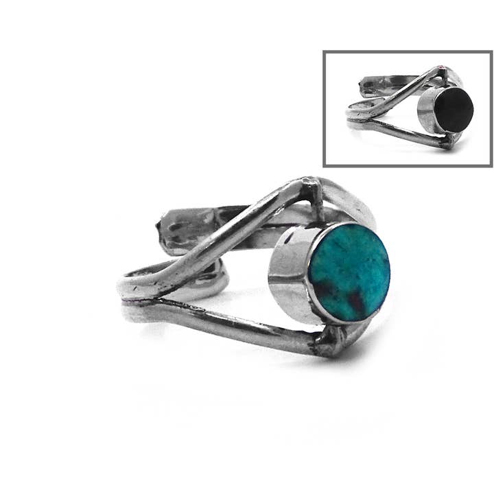Pichincha - Wholesale Cocktail/Statement Ring - Reversible Stone Eye Shaped Adjustable Metal Ring1