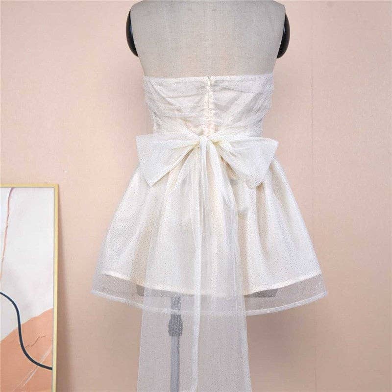 Sheer Trend - Wholesale Dress - Women's - Backless Puffy Short Dress With Off Shoulder Design10