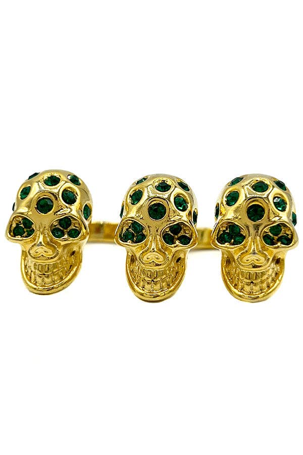 Andrea Bijoux - Wholesale Multi-Stone Ring - Triple Finger Skull Fashion Ring1