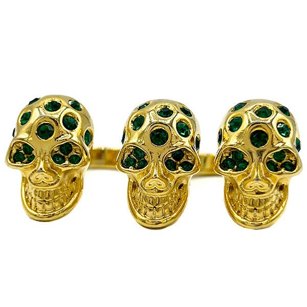 Andrea Bijoux - Wholesale Multi-Stone Ring - Triple Finger Skull Fashion Ring1