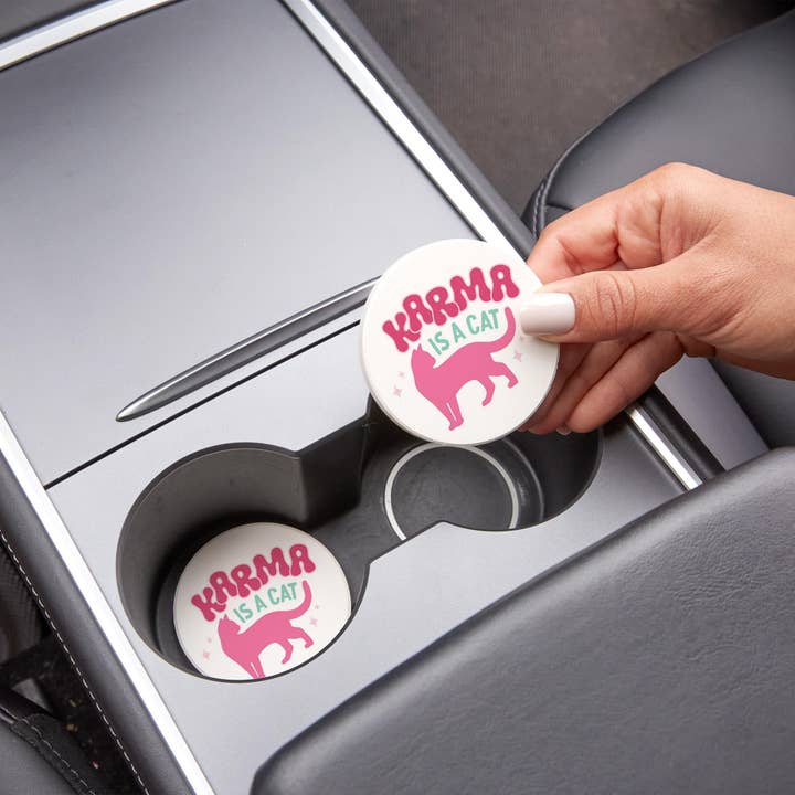 Clairmont & Co - Wholesale Car Coaster - Women's - Car Coaster 2-Pack Kalia Lane-Karma Is A Cat2