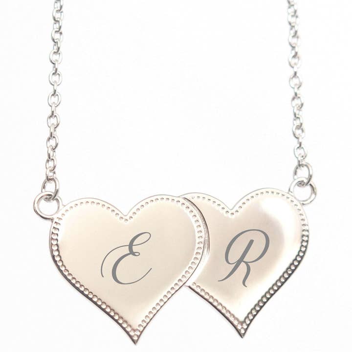 Collar de corazón dúo inicial de plata para venta al por mayor de Gemz By Emz