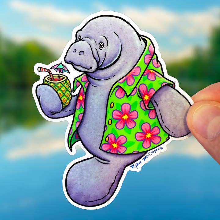 ADESIVO IN VINILE o OLOGRAFICO: Lamantino Rilassato per la vendita all'ingrosso da parte di Ryan McCulloch Art