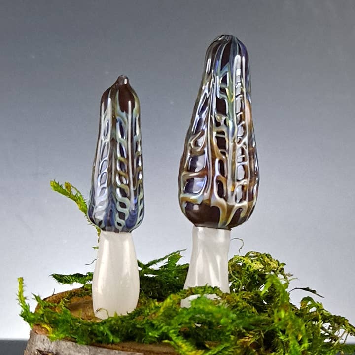 Mushroom Sculptures, Glass Morell Mushrooms for wholesale by Sunshine Glass Gifts