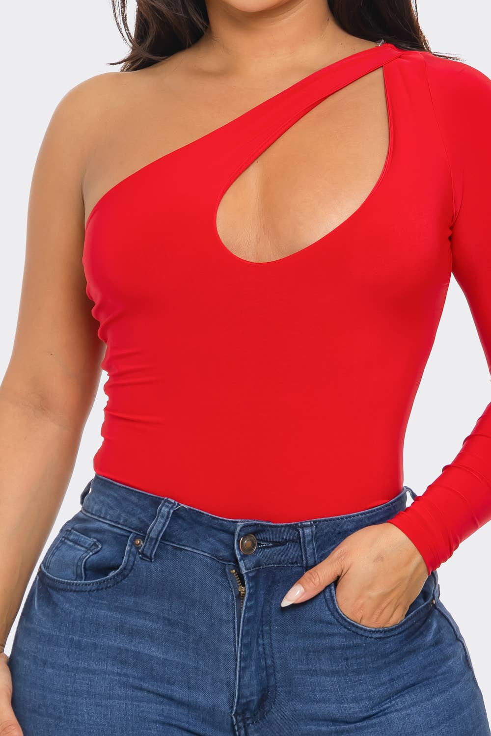 Uptown Apparel - Venta al por mayor Body - Mujer - Body con forro de tanga recortado con un solo hombro J67781