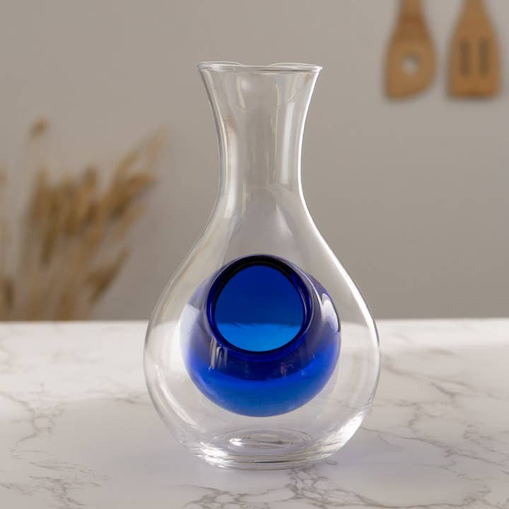 Urban Tokyo – wholesale Decanter – 12oz Glass Sake Bottle With Ice Pocket Blue