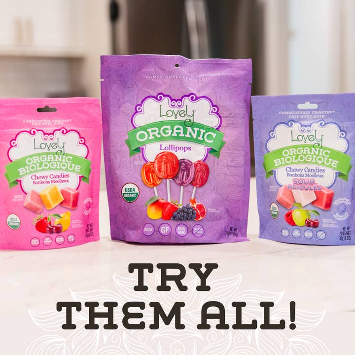 Lovely Candy Company - Wholesale Lollipop - Bulk Organic Lollipops -10lb, Gluten Free Candy, No Dyes