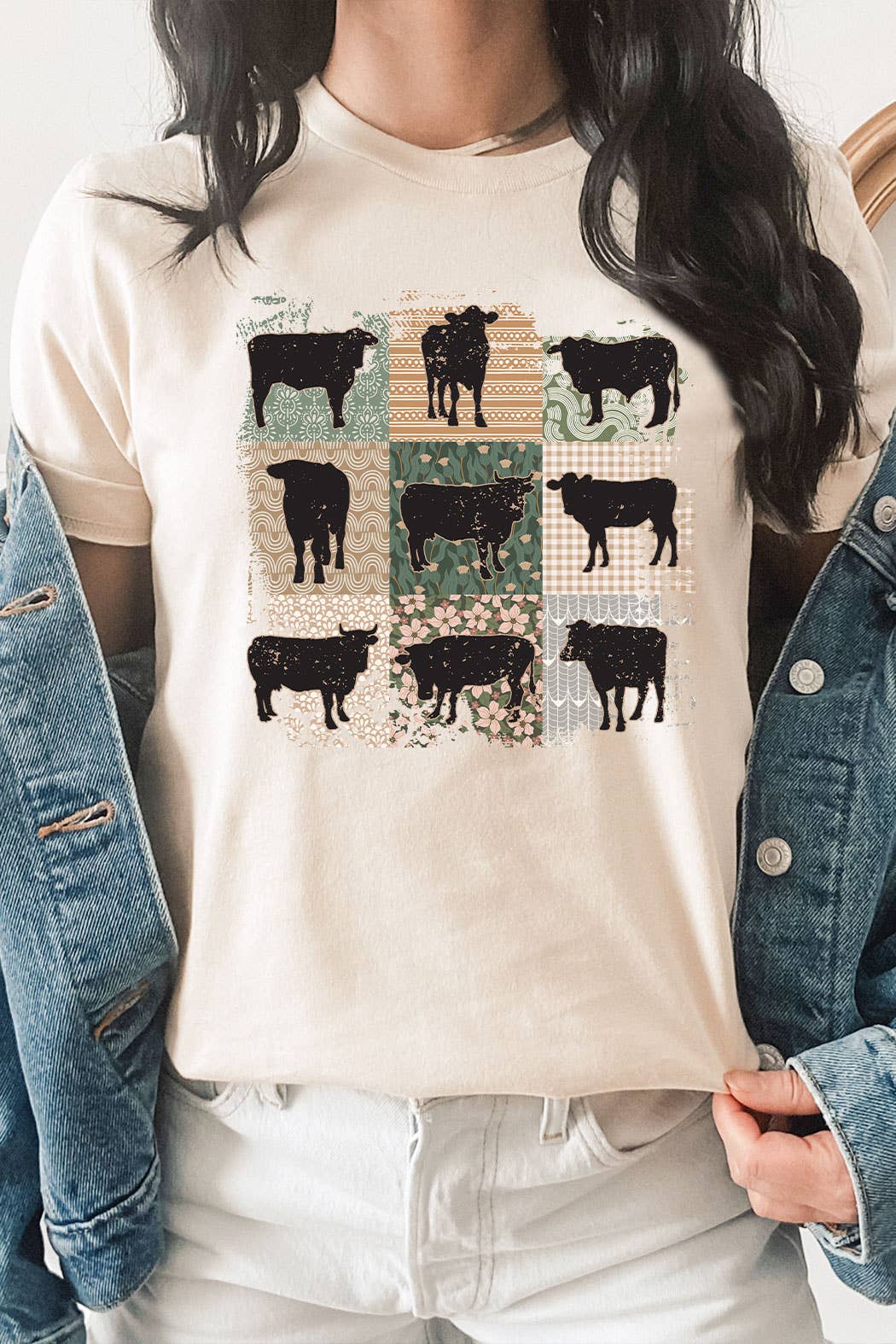 Kissed Apparel - Wholesale Screen Printed T-Shirt - Women's - Vintage Quilted Cow Graphic Tee2
