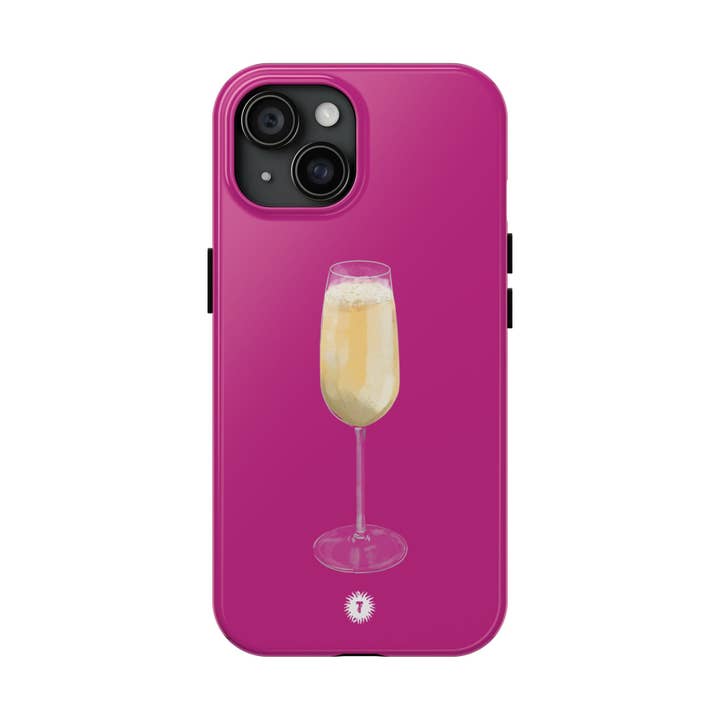 Custodia per telefono con pittura in vetro champagne magenta per la vendita all'ingrosso da parte di Thursday’s Child Creative Studio