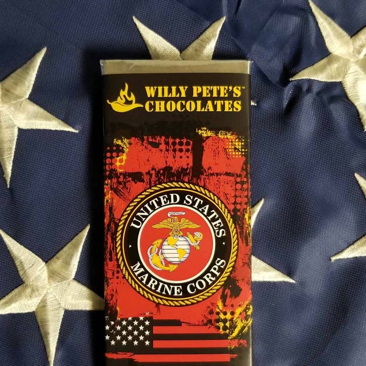 Military Bar: U.S. Marines Chocolate Bar for wholesale by Willy Petes Chocolate Co