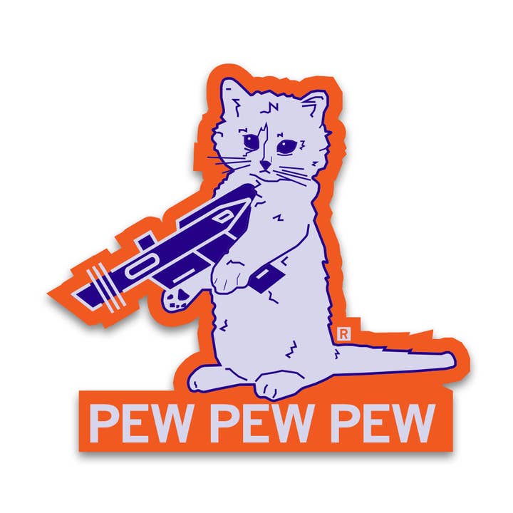 Pew Pew Pew Lavendel Die-Cut klistermærke for engroshandel hos RAYGUN