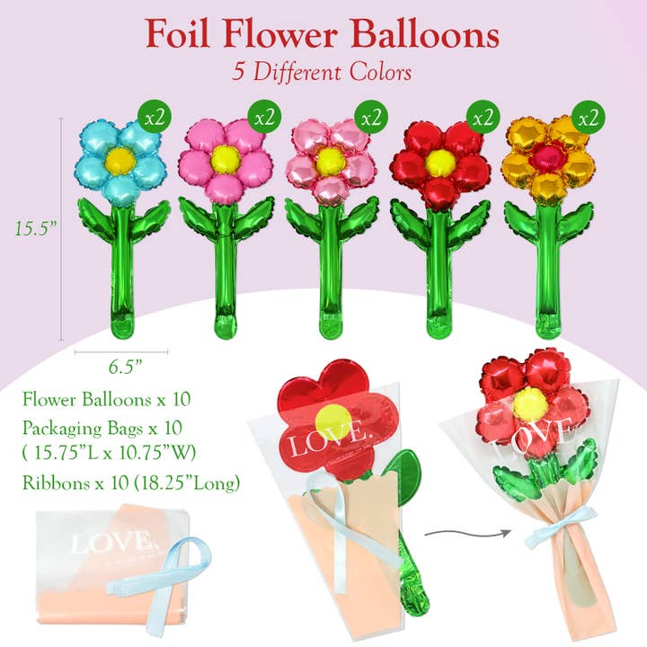Wrapables.com - Wholesale Balloon - Wrapables Aluminum Foil Flower Balloons (Set of 10)1