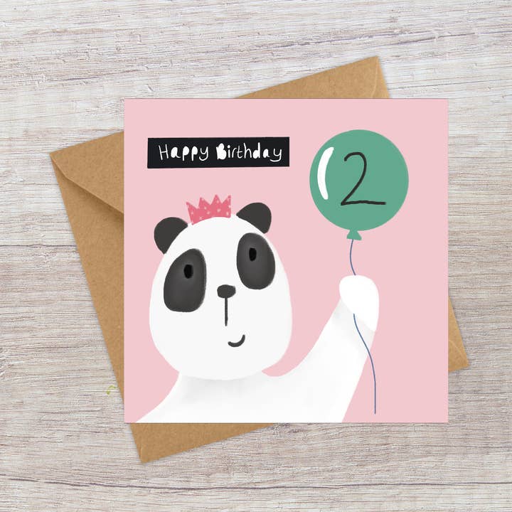 Age 2 Birthday card - Cute Panda for wholesale by Lucy Driver Illustration