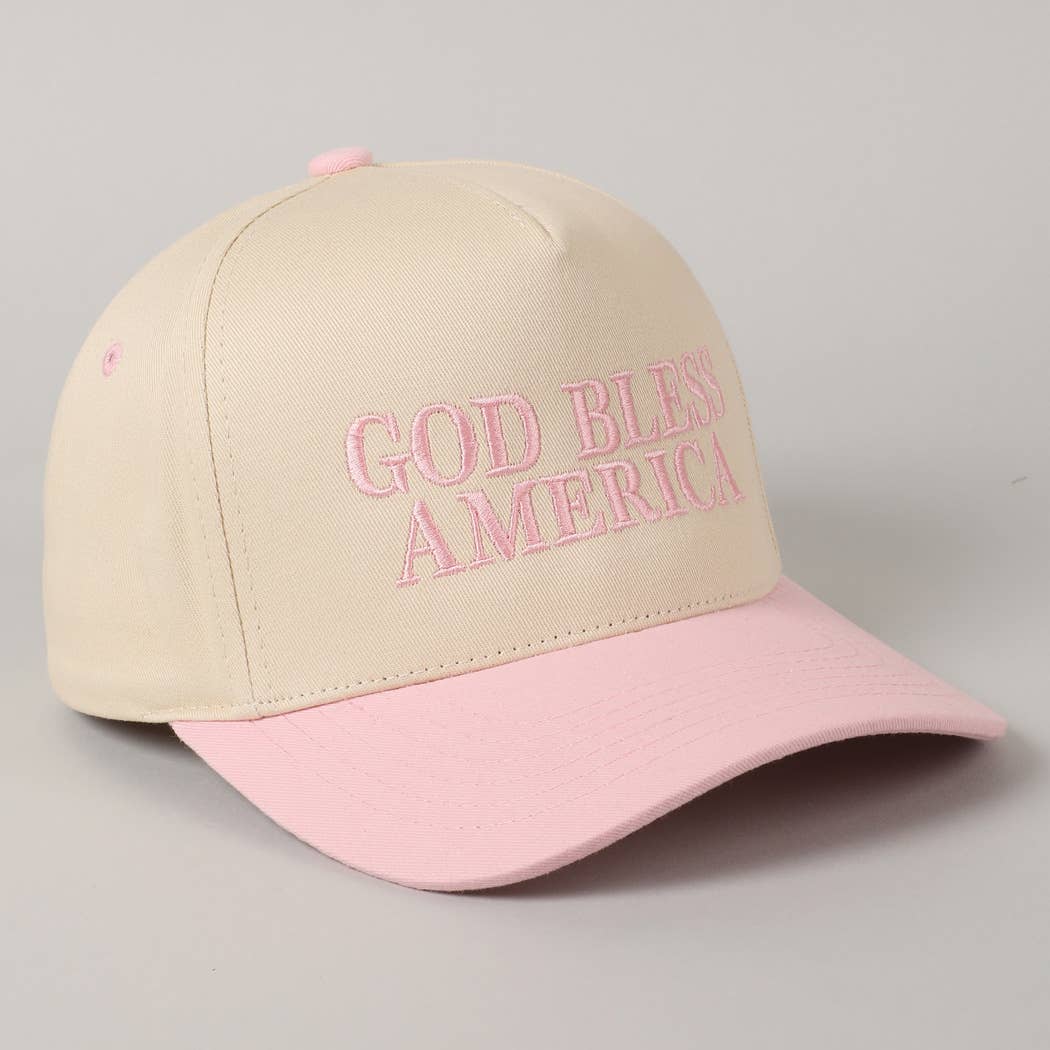 Fashion City - Wholesale Baseball Cap - Unisex - God Bless America Embroidered Two-Tone Canvas Cap20
