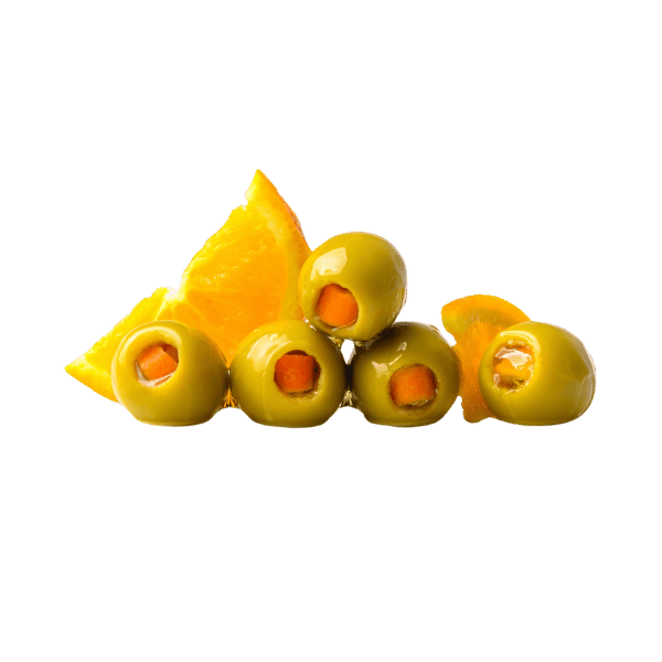 The French Farm - Wholesale Olives - Triana Olivas Orange stuffed Gordal Olives 9.88oz2