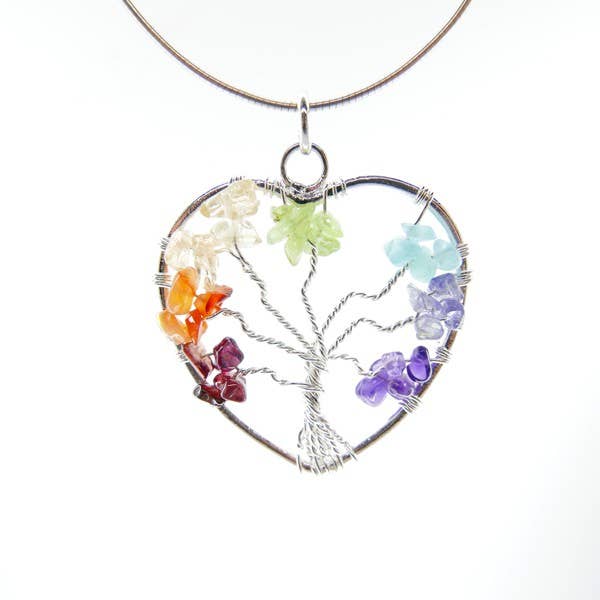 Heart shaped pendant with tree of life chakras -BP- for wholesale by Vives de la Cortada S.L