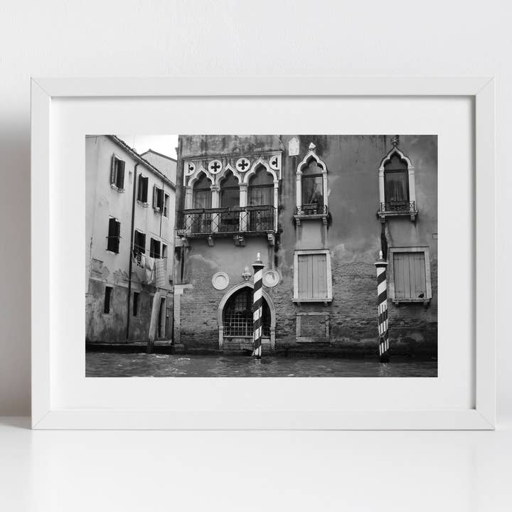 Venice Italy Fine Art Black And White Photography Print: Venetian Gothic Architecture Pali Da Casada for wholesale by Mo & Paul Photography