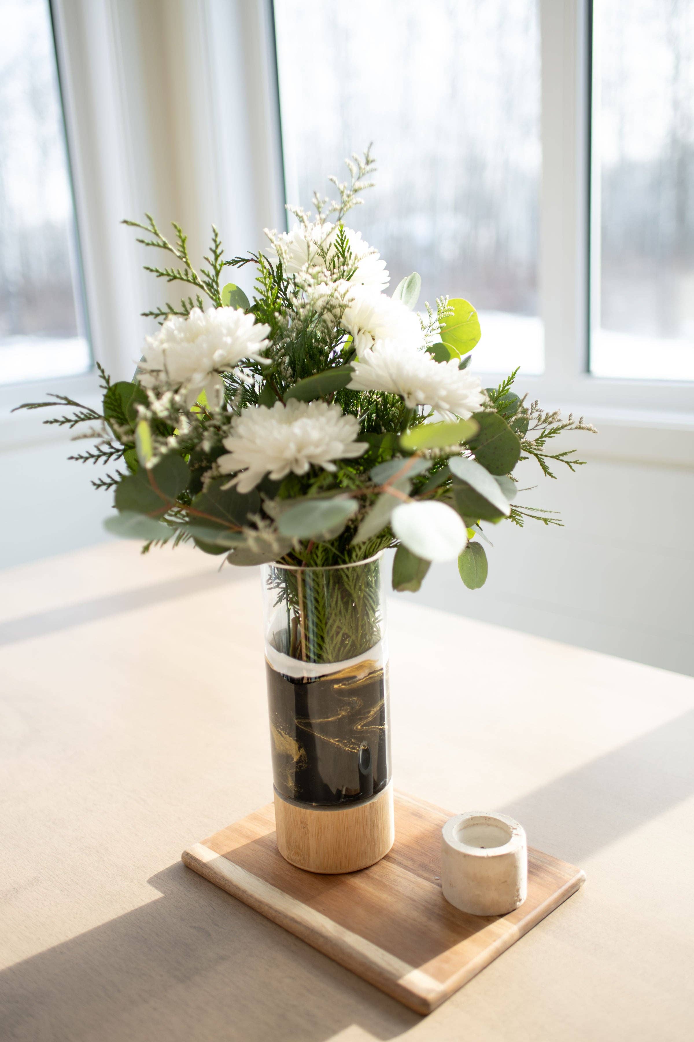 Lynn & Liana Designs - Wholesale Vase - NEW!!! Resin Accented Vase with Bamboo Base (NO TARIFFS)11