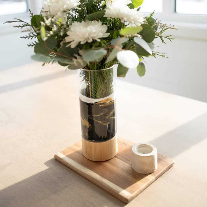 Lynn & Liana Designs - Wholesale Vase - NEW!!! Resin Accented Vase with Bamboo Base (NO TARIFFS)11