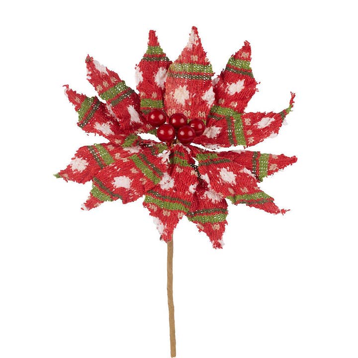Factory Direct Craft - Wholesale Artificial Christmas Tree - 9" Artificial Red Poinsettia Pick