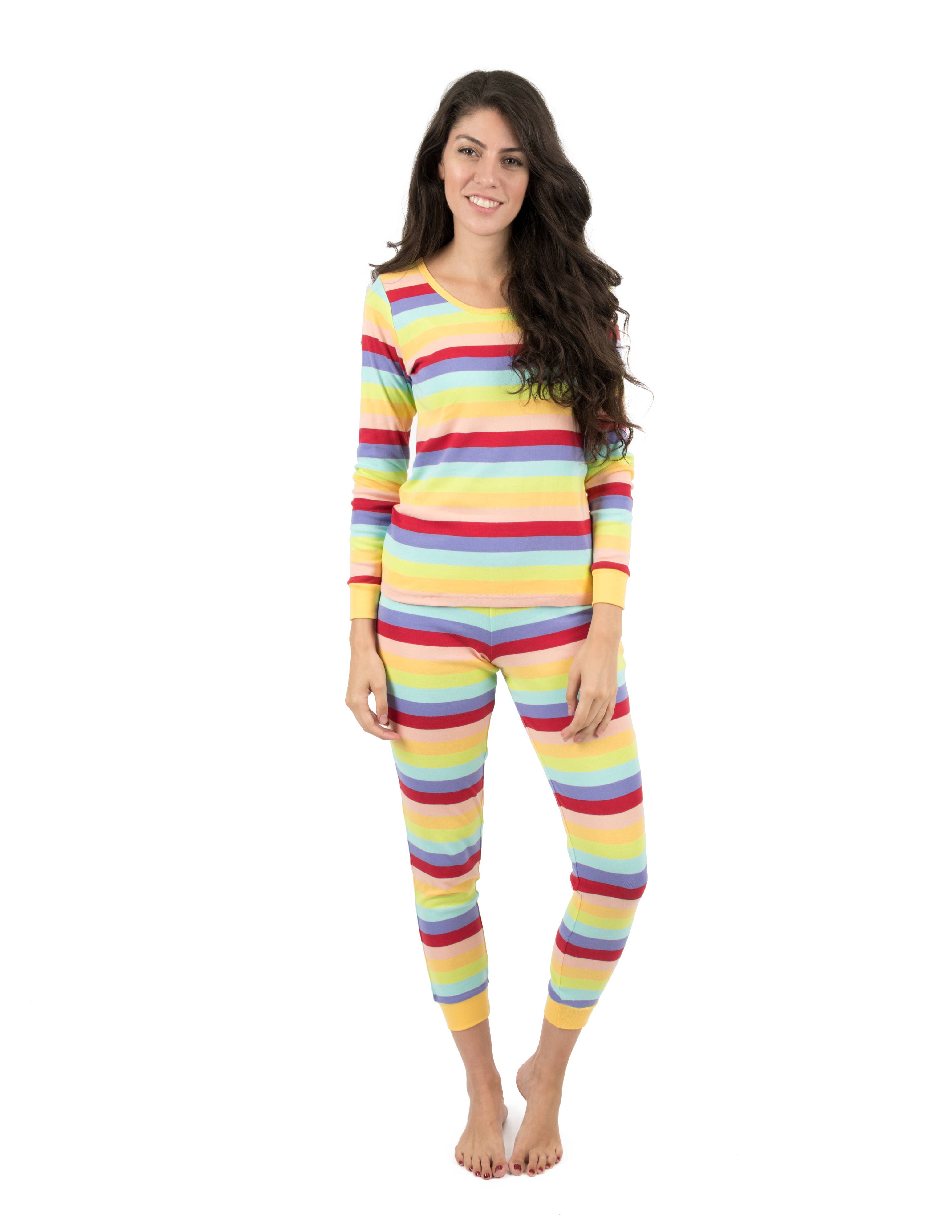 Leveret Pajamas - Wholesale Sleepwear Set - Women's - Womens Two Piece Cotton Pajamas Stripes0