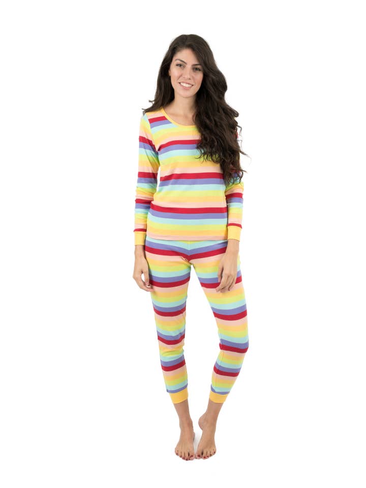 Leveret Pajamas - Vendita all'ingrosso Completo pigiama - Donna - Pigiama Donna Due Pezzi Cotone Strisce0