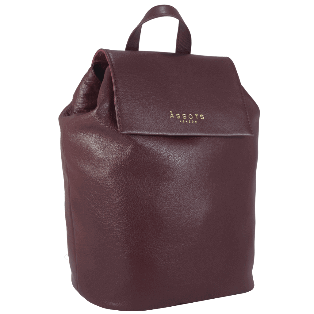 Assots London - Wholesale Backpack - Women's - 'JERMYN' Classic Burgundy Full Grain Leather Flap-over Bac5