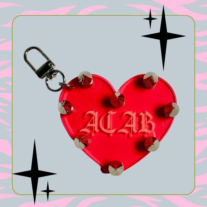 ACAB Studded Keychain/Bag Charm for wholesale by Foolish Fetish