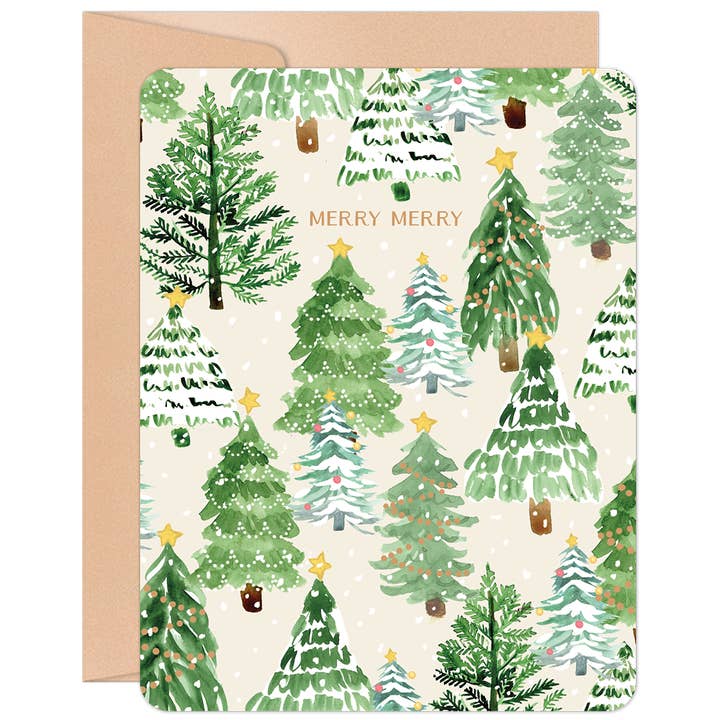 Willow & Ivy Press - Wholesale Christmas Card - Merry Merry Decorated Christmas Tree Farm Christmas Card