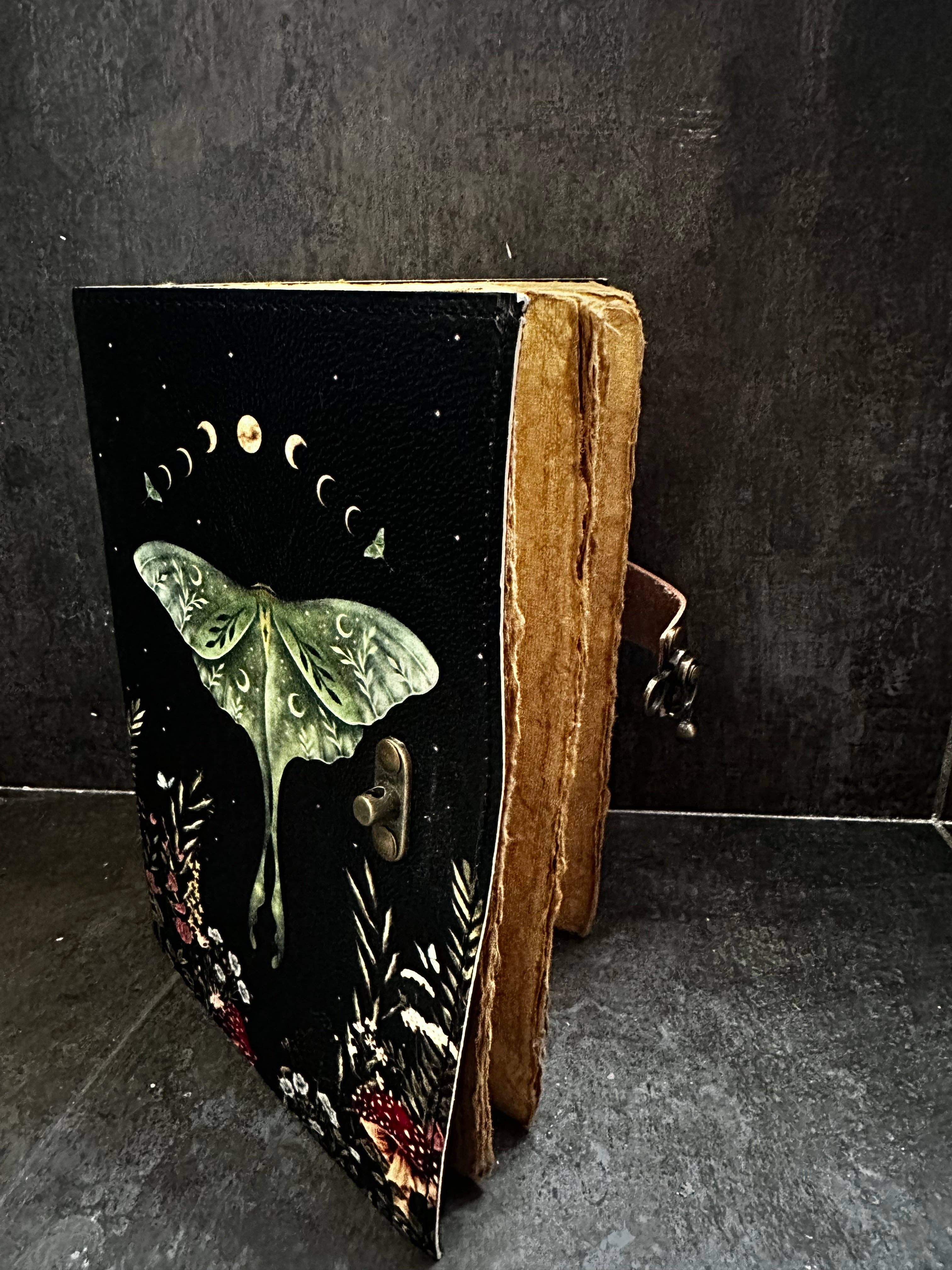 SunlitSage - Wholesale Journal/Diary - Luna Moth Journal | Leather Journal | Blank Vintage Notebook1