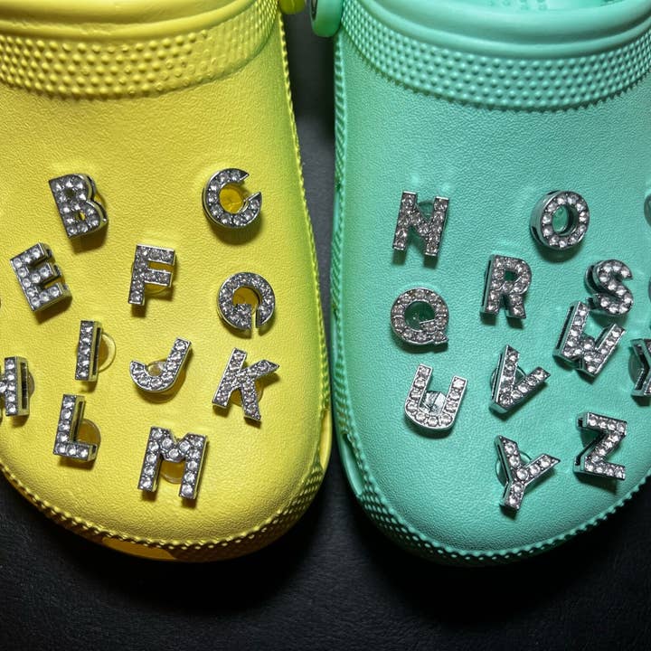 JuliesDecal - Wholesale Shoe Accessories - Bling Bling golden Metal Design Alphabet Letter Shoe Charms Best Quality3