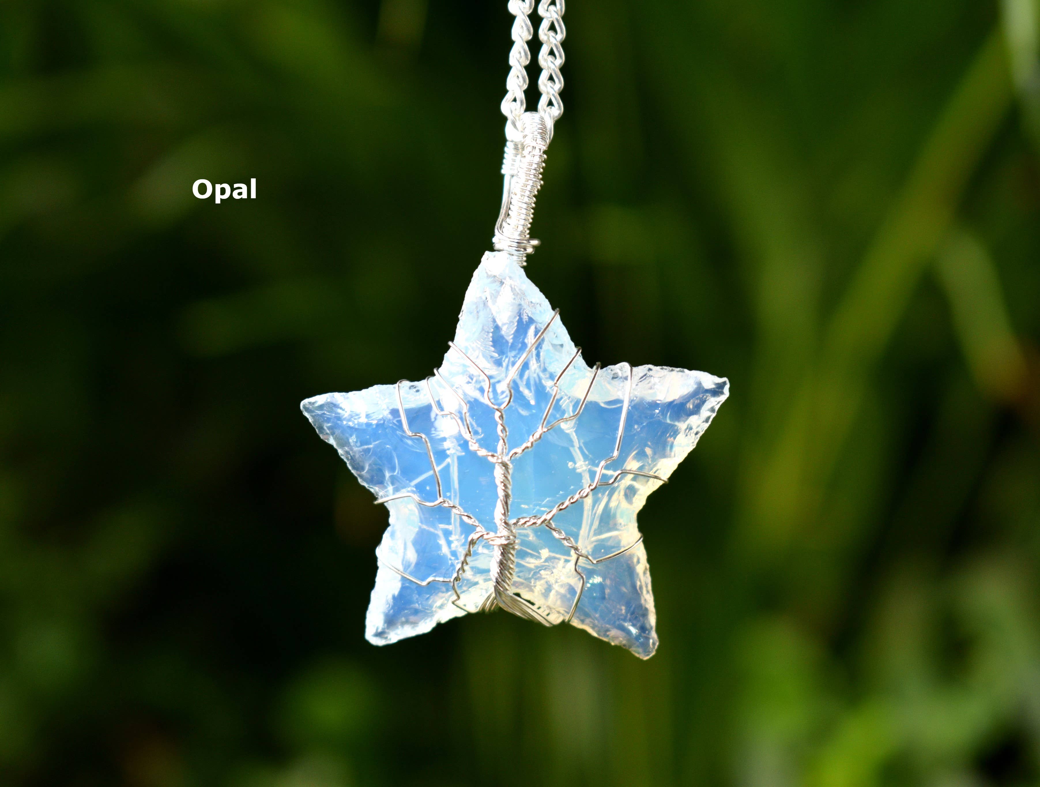 Soothing Crystals - Wholesale Individual Charm/Pendant - Silver Wire Wrapped Crystal Star Pendants Gemstone Necklace2