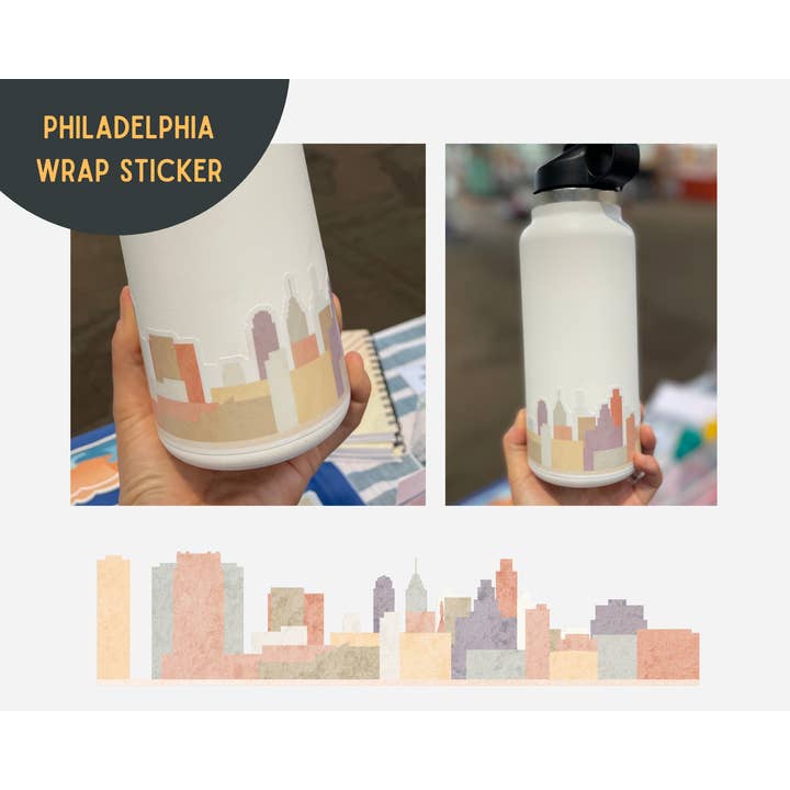 Pegatina Philadelphia Skyline | Pegatina envolvente para venta al por mayor de Map Maiden
