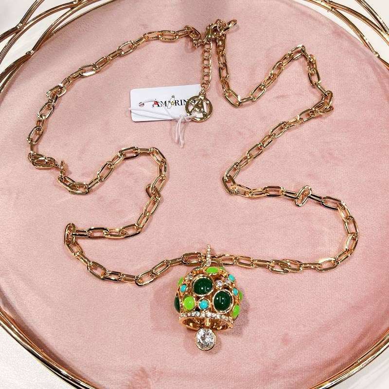 AMORINO SRL – Großhandel Kette mit Anhänger/Charm – Lange Halskette mit farbiger Glocke - S10101A6