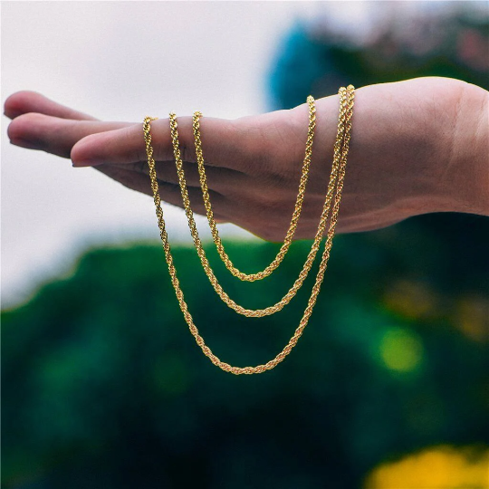 Karrbear – wholesale Link & chain necklace – Solid 10K Yellow Gold 2.5mm Rope Chain Necklace5