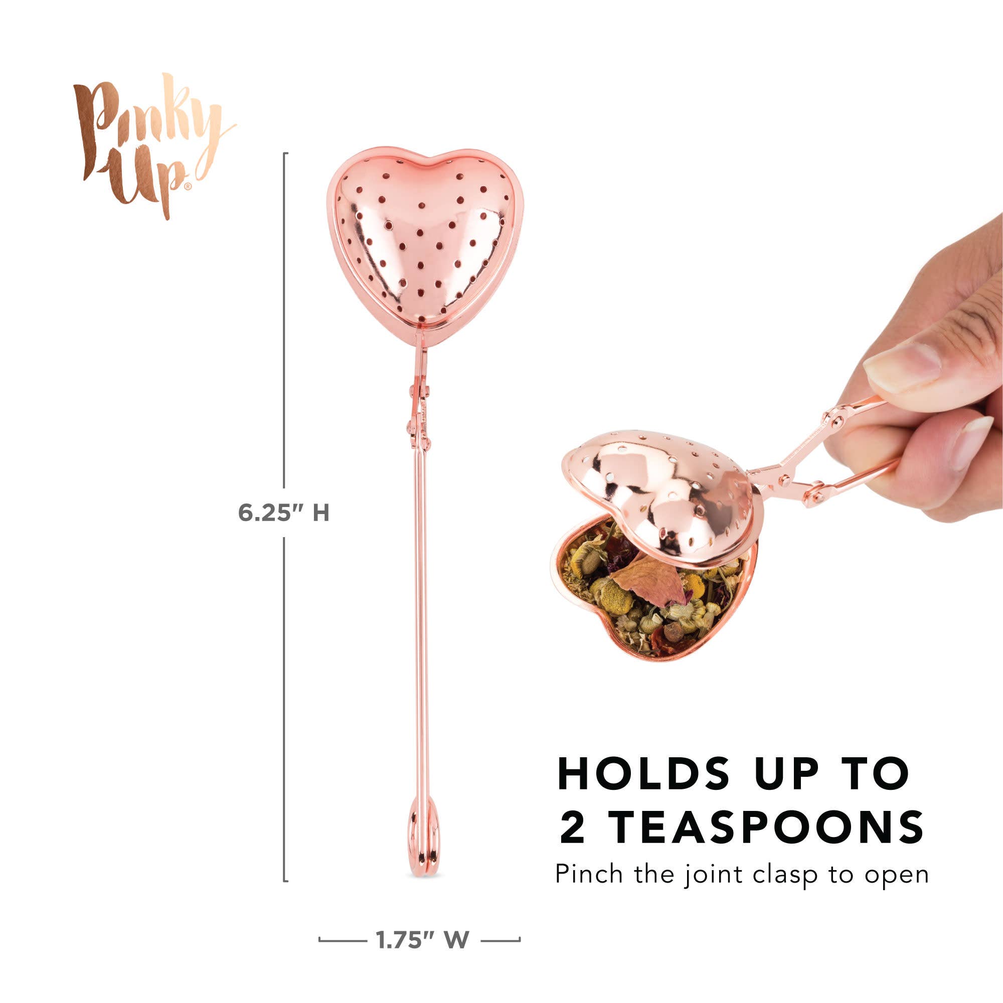 Pinky Up - Wholesale Tea Strainer/Infuser - Rose Gold Plated Stainless Steel Tea Infuser Heart6
