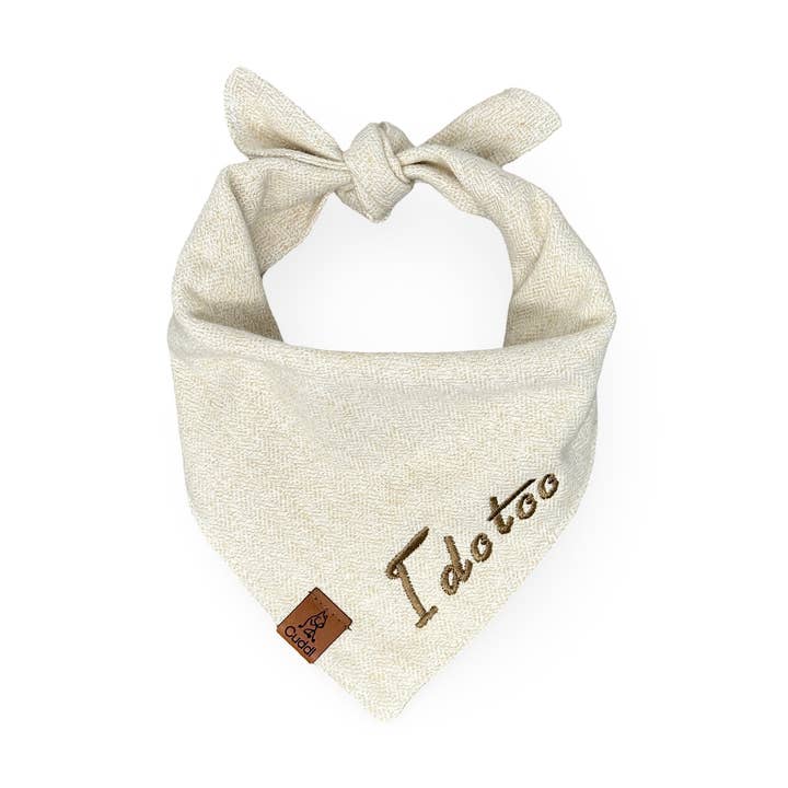 I do too Herringbone Wedding Dog Bandana for wholesale by Cuddl