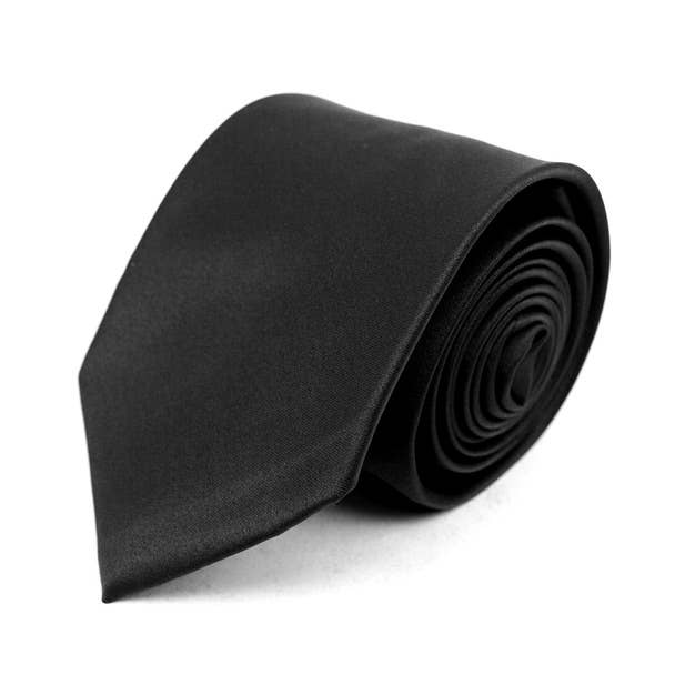 Selini New York - Wholesale Necktie – Men’s - Men's Poly Solid Satin Slim Tie with Paper Band - PSBD