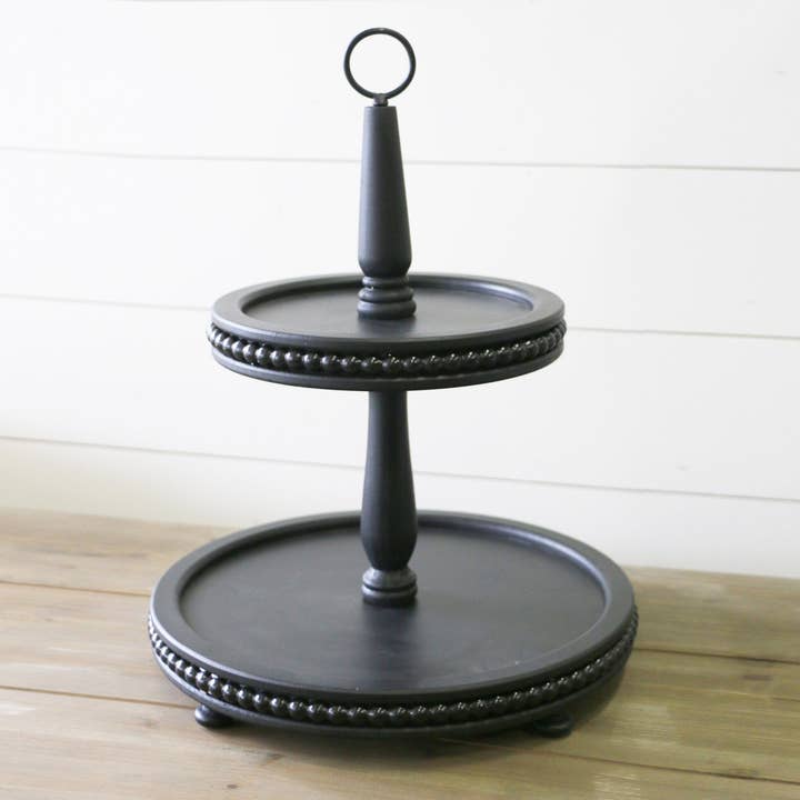 Beaded Tiered Stand, Black (PC) for wholesale by Audrey's Home & Gift