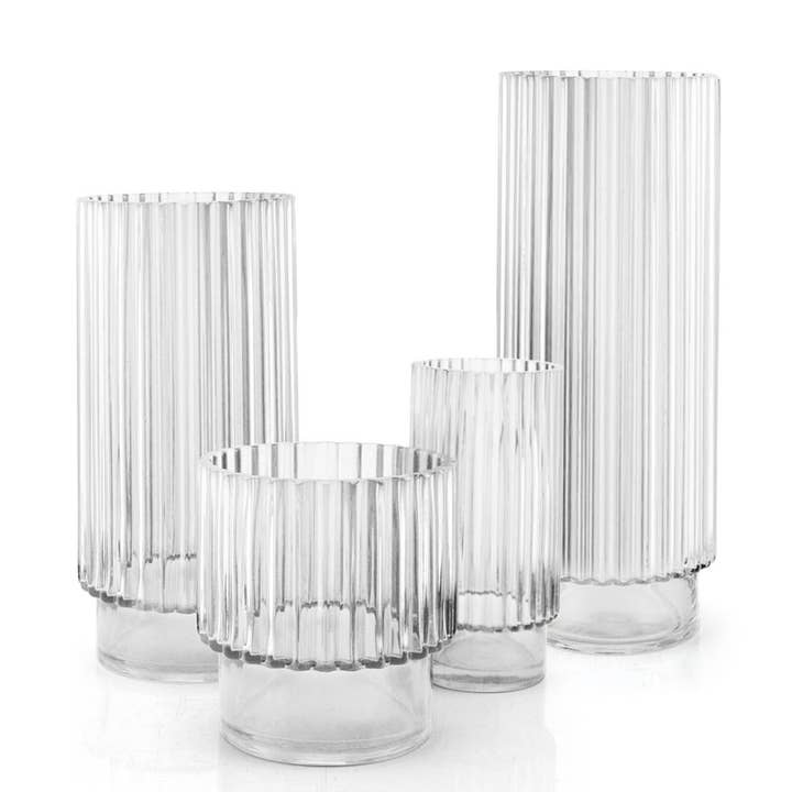Glass Fluted Vase, Clear for wholesale on Faire