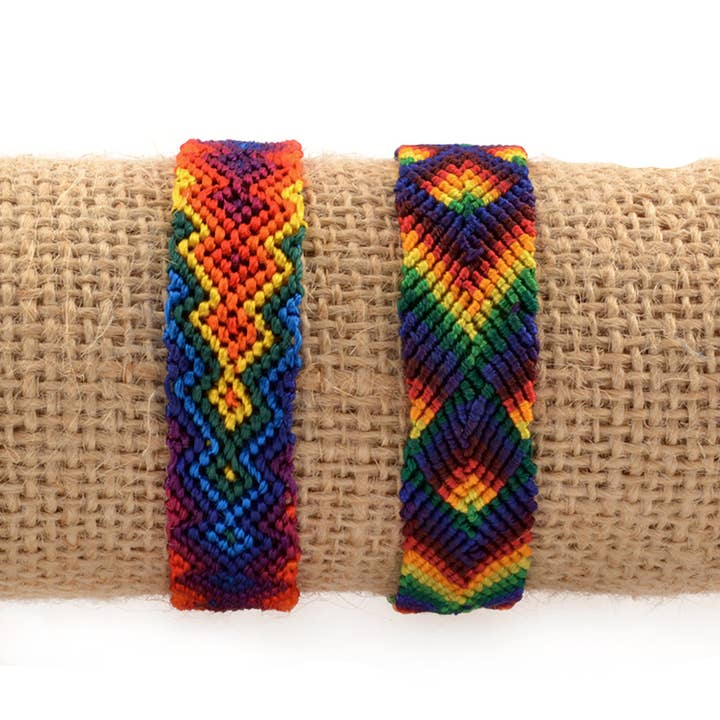 Lucia's Imports - Wholesale Woven/Braided Bracelet - Wide Silk Rainbow Friendship Bracelet2