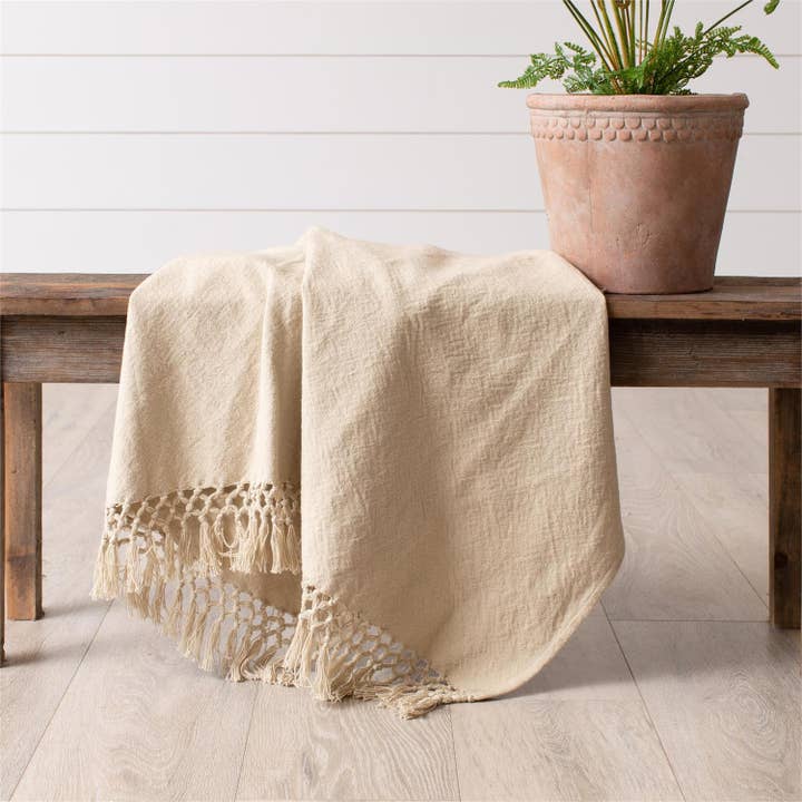 Throw - Tan Double Weave (Pk/02) for wholesale by Audrey's Home & Gift