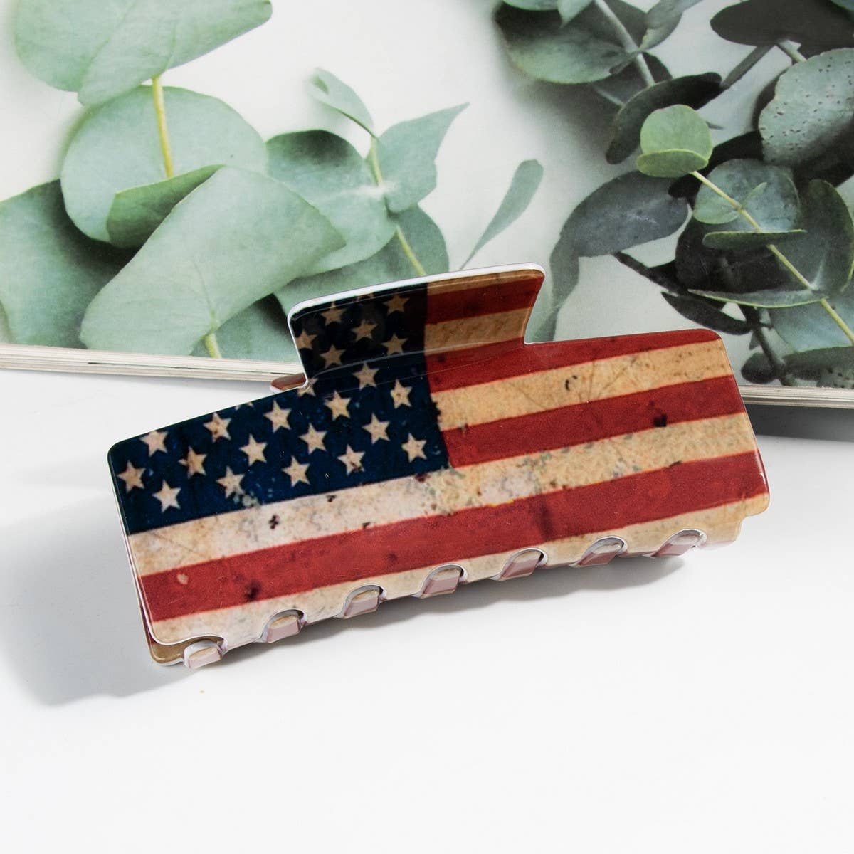 NINEXIS - Wholesale Hair Clip - Women's - CWAHA1244_4TH OF JULY FLAG 10CM RECTANGULAR HAIR CLAW CLIP2