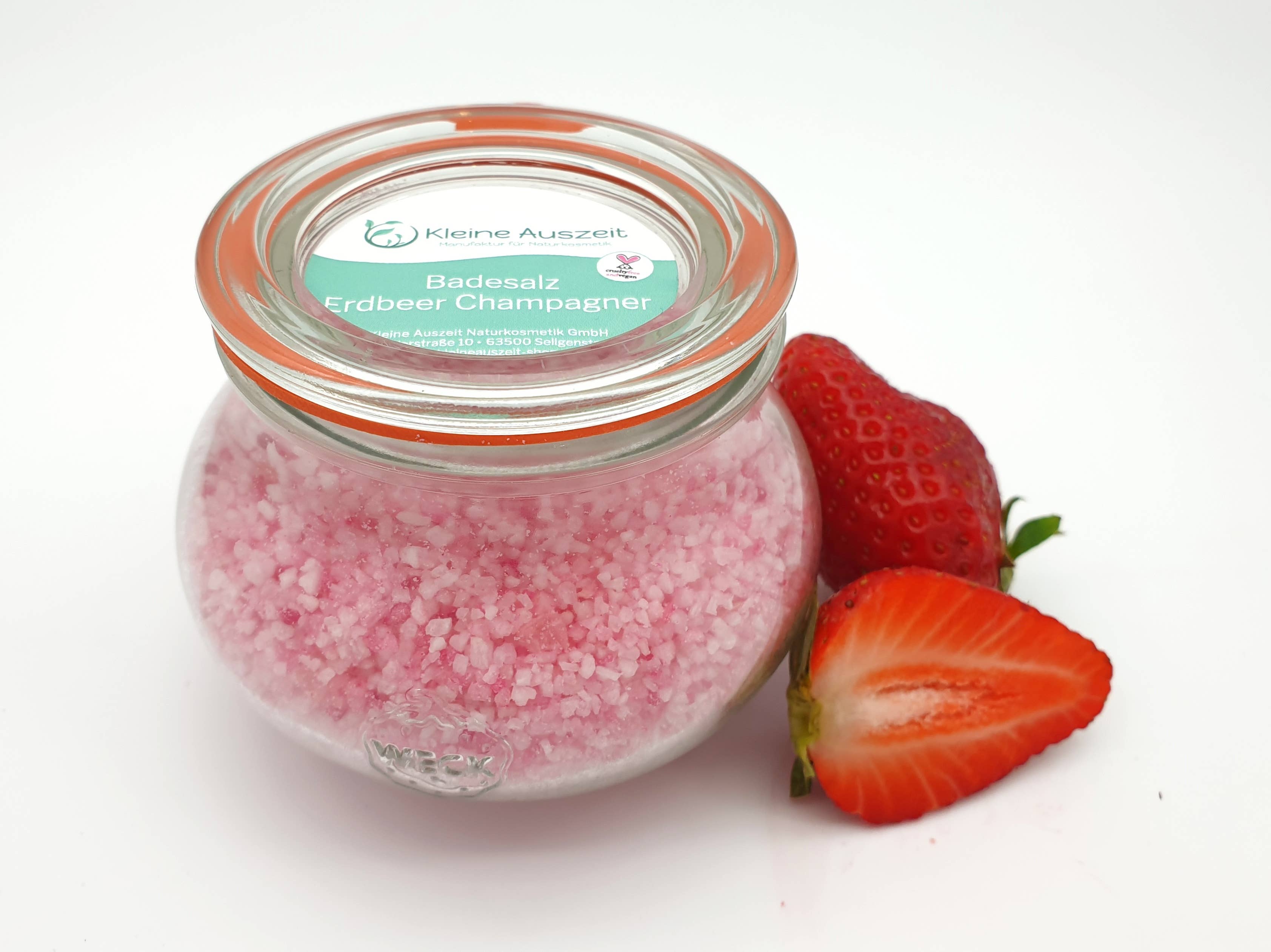 Kleine Auszeit Manufaktur - Vente Sel de bain - Sel de bain parfum fraise-champagne1
