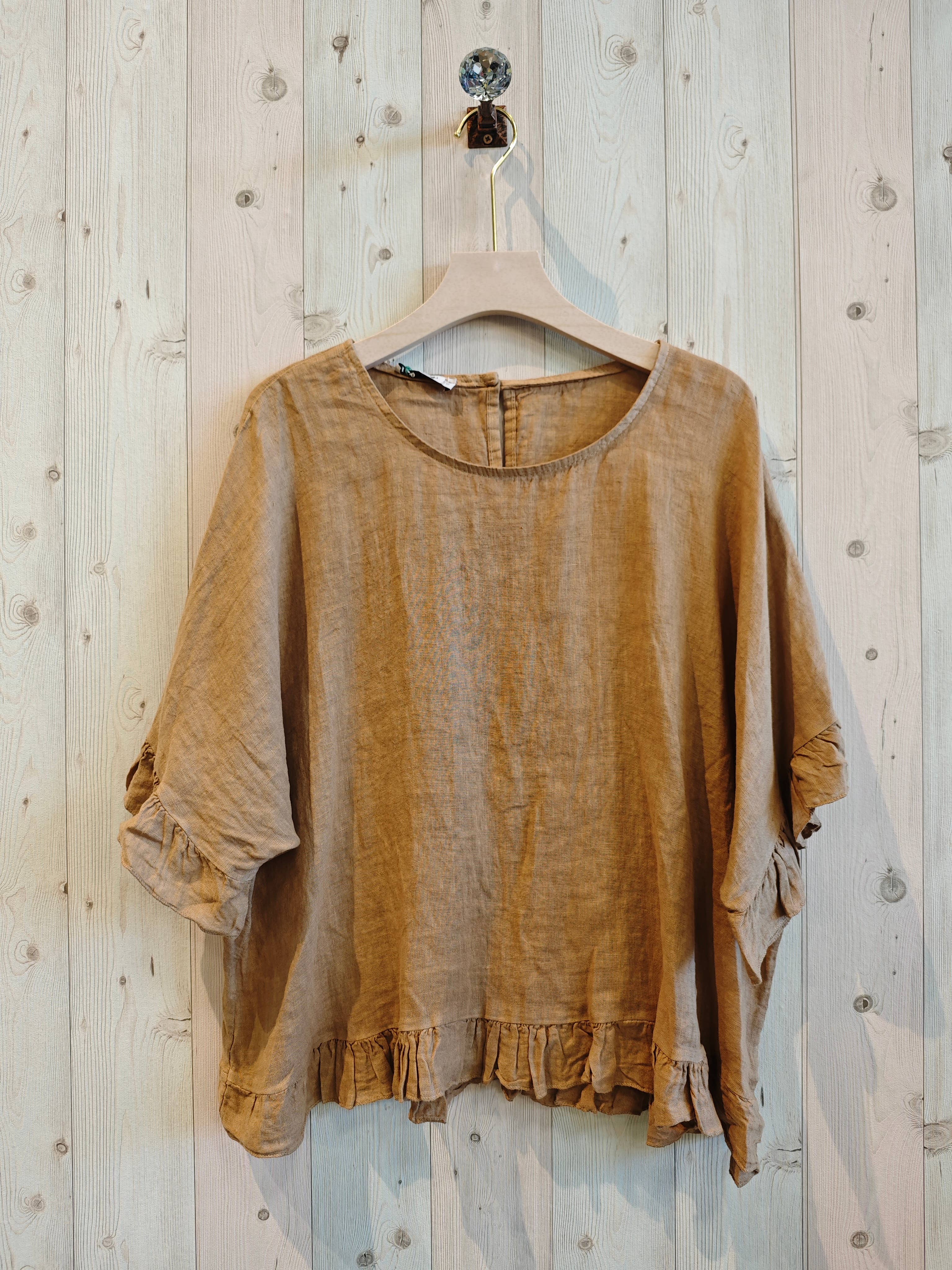 Linen & More - Vente Chemisier – femme - Blouse à volants 100 % lin - réf 107404