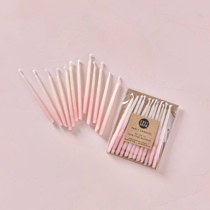 Hand-dipped Beeswax Birthday Candles | Pink Ombré for wholesale on Faire1