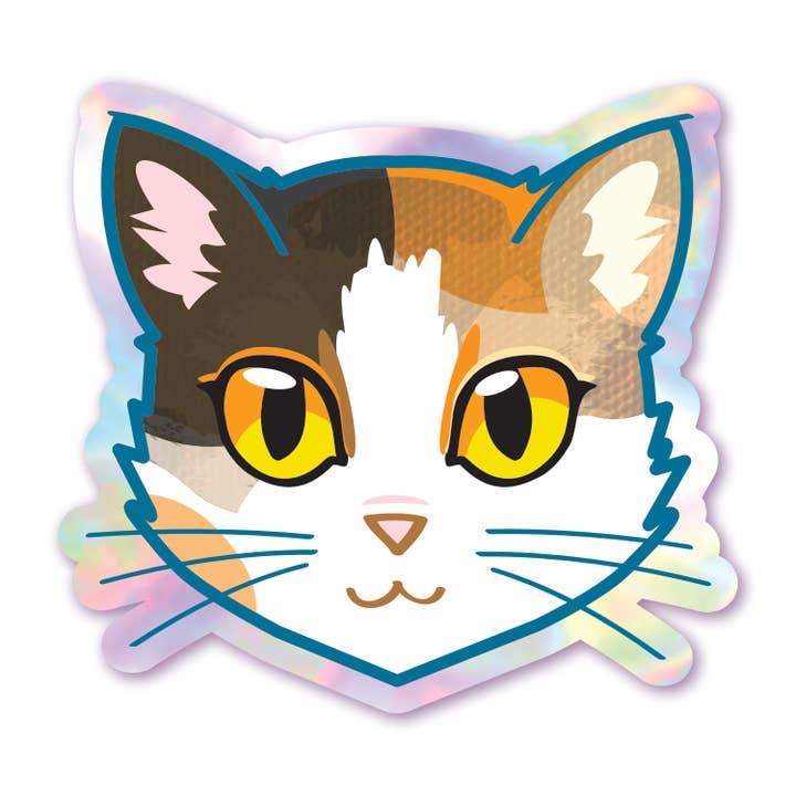 Calico - Gold Eyes - Holographic Cat Sticker for wholesale by Schlady