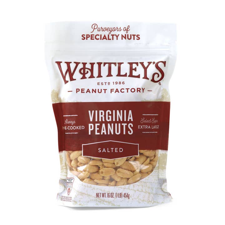 16 oz. Pouch Bags Salted Virginia Peanuts for wholesale by Whitley's Peanut Factory