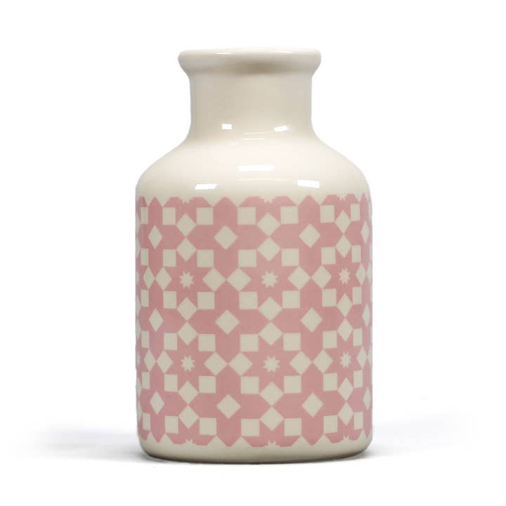 Vase (14x7.5cm) - Tiles (pink) for wholesale by Half Moon Bay