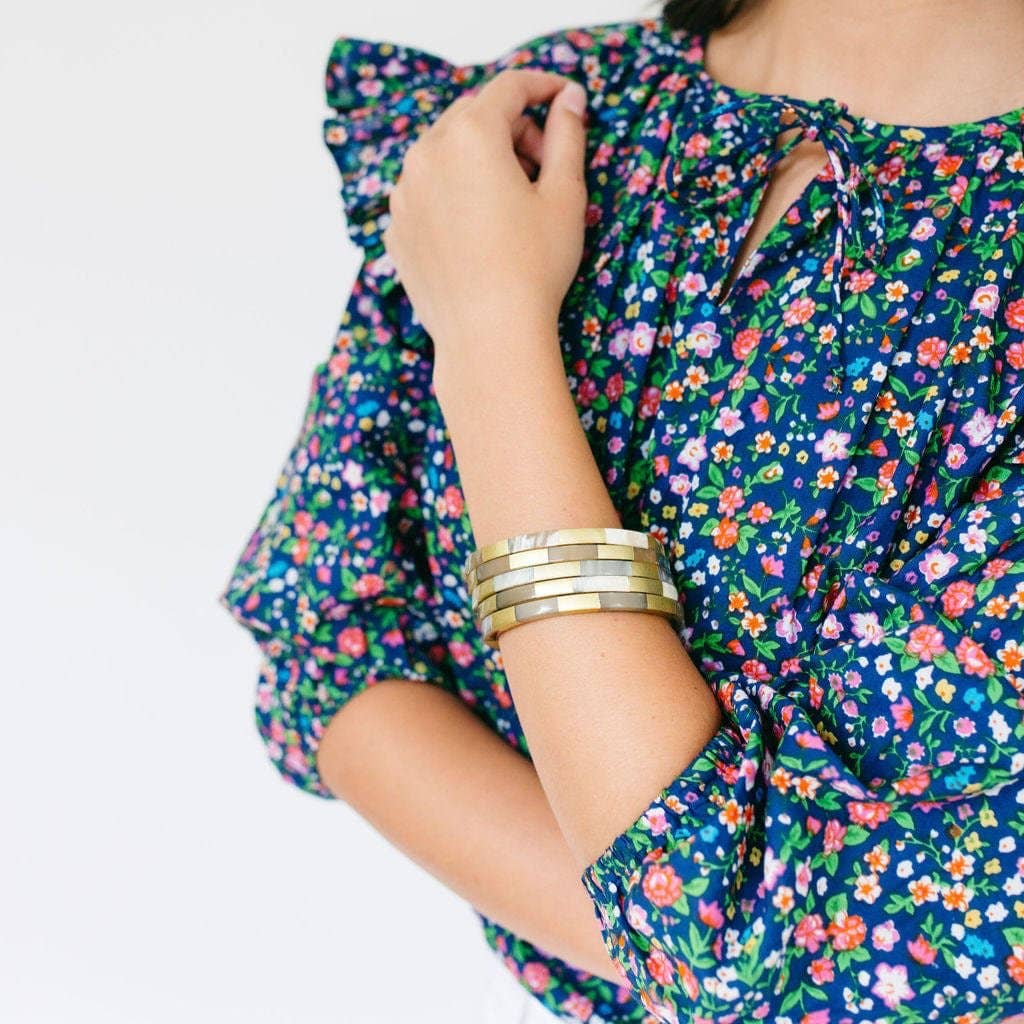 Sunshine Tienda - Wholesale Jewelry Set - Gold Tile Bangle Set1